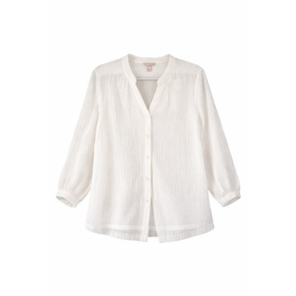White Stag Textured V-Neck Button Front Blouse White XL 16-18‎